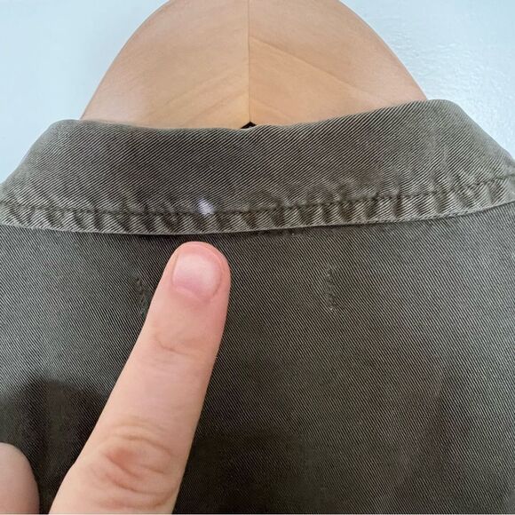 Tennis Shirt Womens Size L Olive Green US Army Military Utility Button Down - Picture 8 of 11